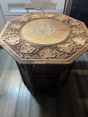 Vintage Anglo Indian Octaganal Side Table 
