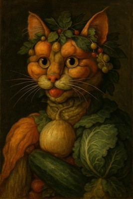 Giuseppe Arcimboldo Die Katze Portrait Gemüse  Kunstdruck Kunst Surrealismus Cat