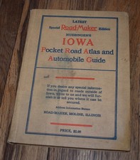 1916 Huebingers Iowa Pocket Road Atlas & Automobile Guide Rare Antique Maps