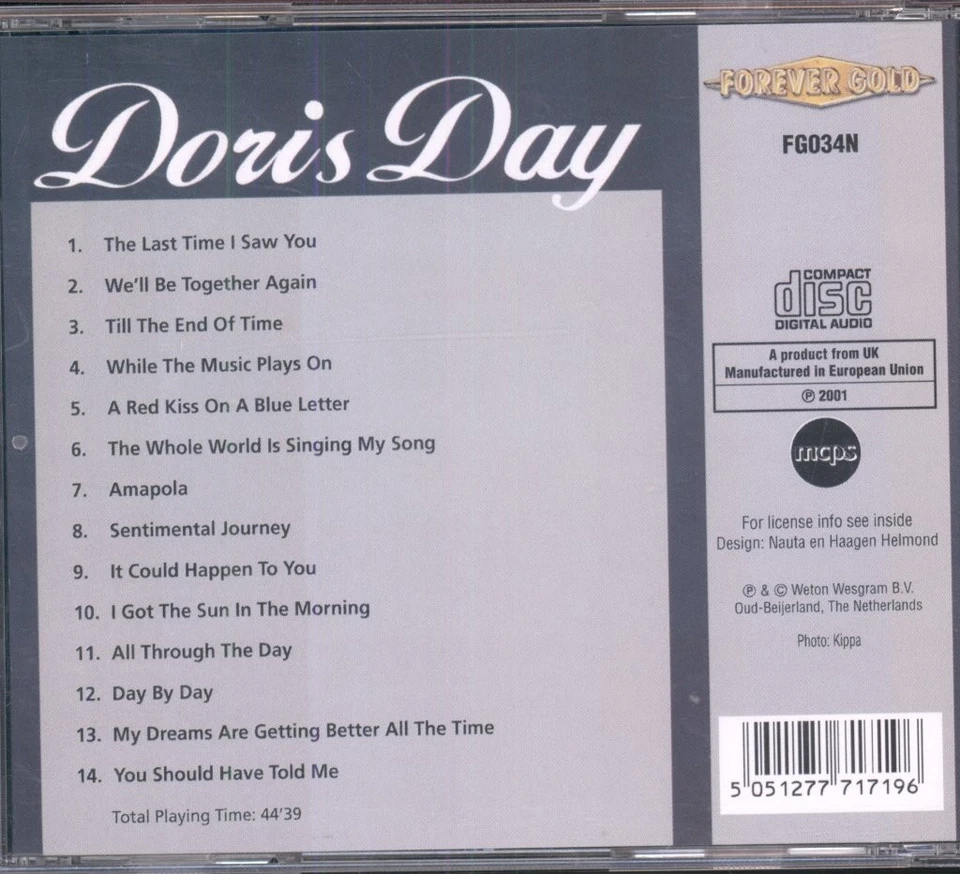 Doris Day Self-Titled CD Netherlands Forever Gold 2001 FG034N - Image 2 of 3
