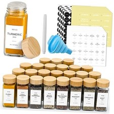 Pcs Glass Spice Jars with Bamboo Lids, 4 oz Glass Jars with Minimalist 36