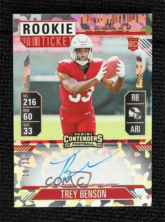 2024 Contenders RPS Cracked Ice Ticket 18/23 Trey Benson #119 Rookie Auto RC 2o0