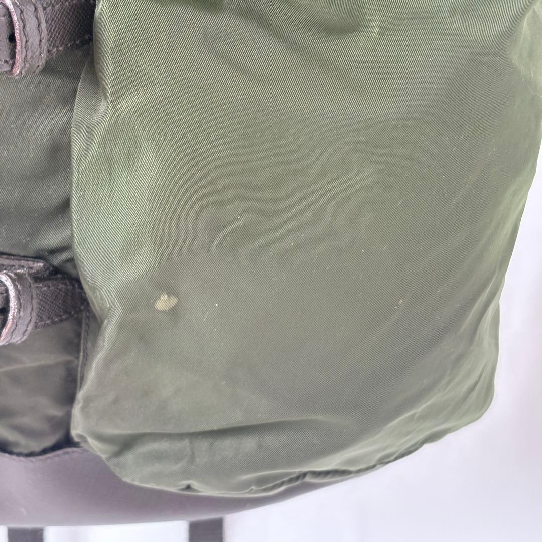 PRADA Nylon Backpack Khaki Green Vintage Authentic Logo Leather Piping thumbnail 6
