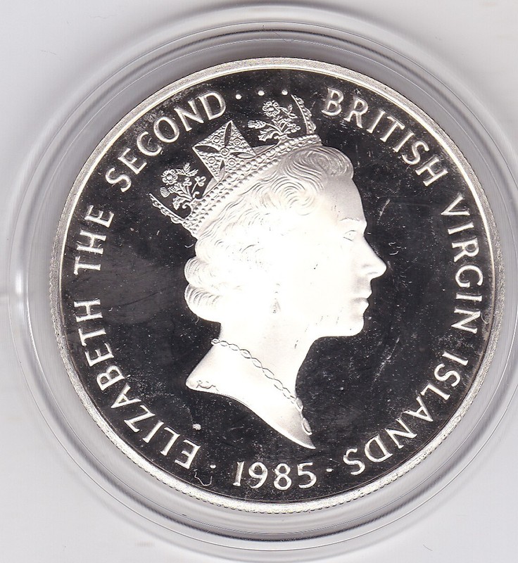 1985   BVI  Large  20  Dollar   Sterling  Silver  Proof  Coin   'Silver Teapot'