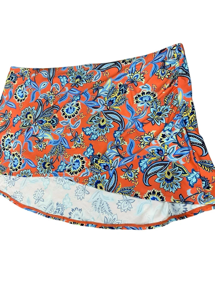 Юбка плавательная Jantzen собранная в рюш искусственная с запахом A399427 оранжевая пейсли большой размер 24 Вт - Изображение 3 из 4
