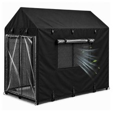 Outdoor Dog Kennel Cover 8 x 4 x 6 ft, 600D Heavy-Duty 8'Dx4'Wx6'H, Black