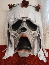 RARE GIANT GHOSTFACE BRIDE HEAD HANGING HALLOWEEN DISPLAY PROP FIGURE DECOR