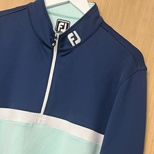 FootJoy Athletic Fit Golf Mid Layer Jacke Medium M Herren 1/4 Zip Blau Neuwertig