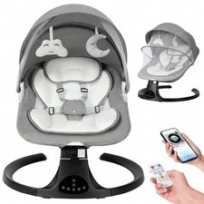 Portable Electric Baby Swing Bouncer Infant Cradle w/ Music Remote Mosquito Net
