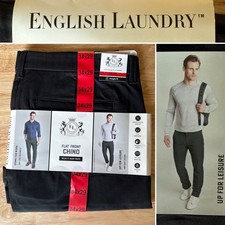 English Laundry Men's Flat Front Chino Pants Straight Fit 34x29 Black NEW