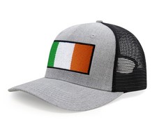 Irish Flag Hat for Men - Ireland Snapback Trucker Baseball Cap (Grey Black)
