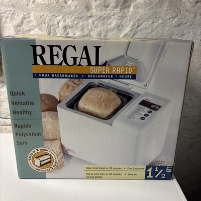 Regal Bread Maker Super Rapid 1 Hour 1.5lbs White K6731 Programmable- NEW
