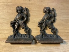 Antique 1920's Verona Mfg. Co. Cast Iron Pirate Parrot Sword Bookends 