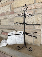 36 Ornament Display Stand Black Metal  Christmas Tree Ornament Holder Vtg 90s