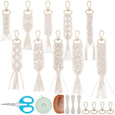 10PCS DIY Macrame Wristlet Keychain Kit for Adults Beginners Boho Macrame Wri...