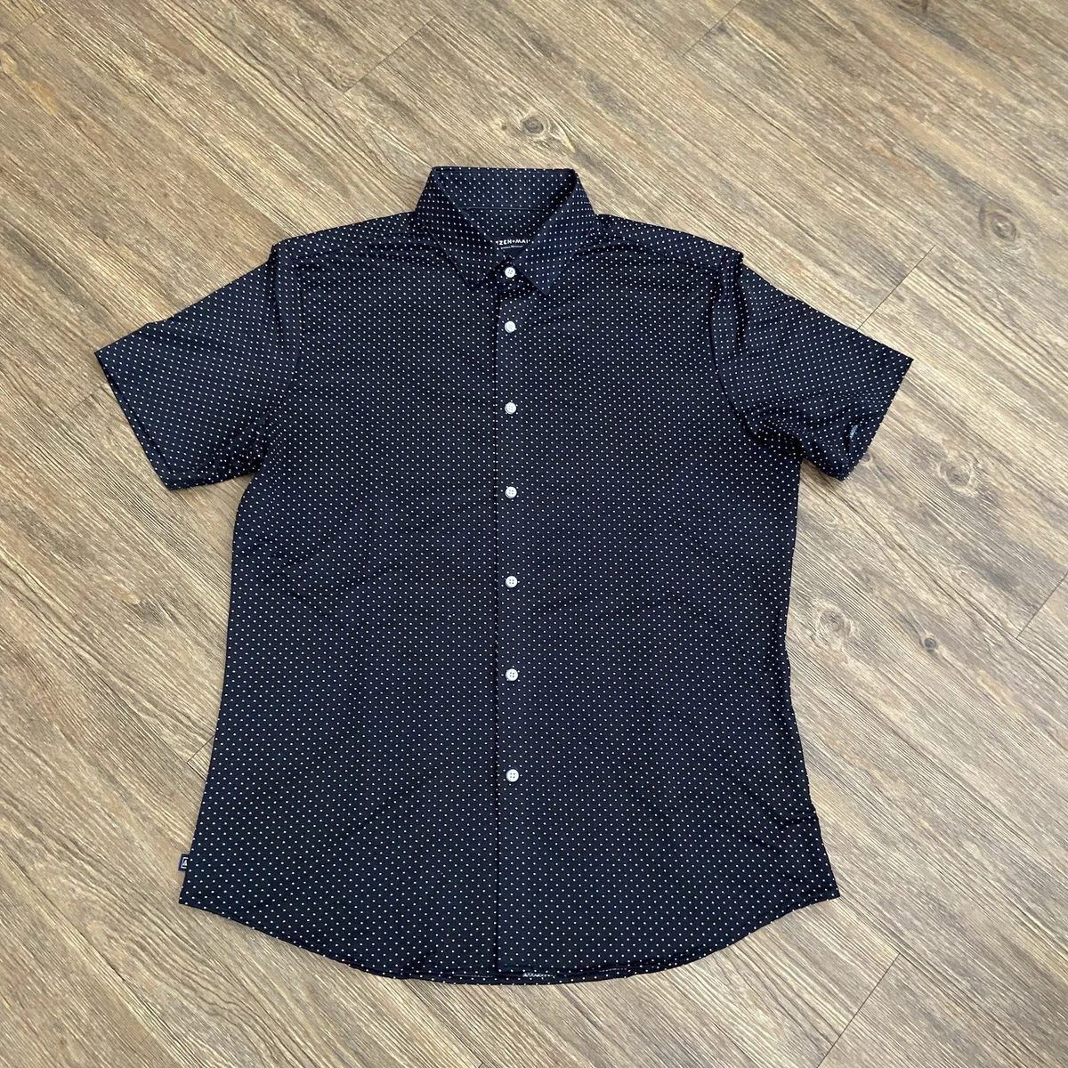 Polka Dot Short Sleeve Slim Casual Button-Down Shirts for Men for