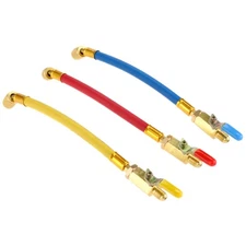 Brass HVAC Maintenance Kit - 3 Piece Ball Valve Set for R12 R134A Refrigerants