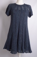 CHANEL Women Dark Blue Dress Alpaca Wool Knitted A-Line Midi Bodycon Wrap FR 36