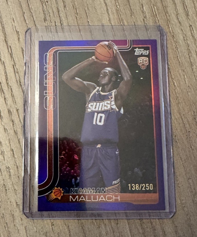 Khaman Maluach 2025-26 Topps Flagship Purple Foil  /250 RC #210 Suns