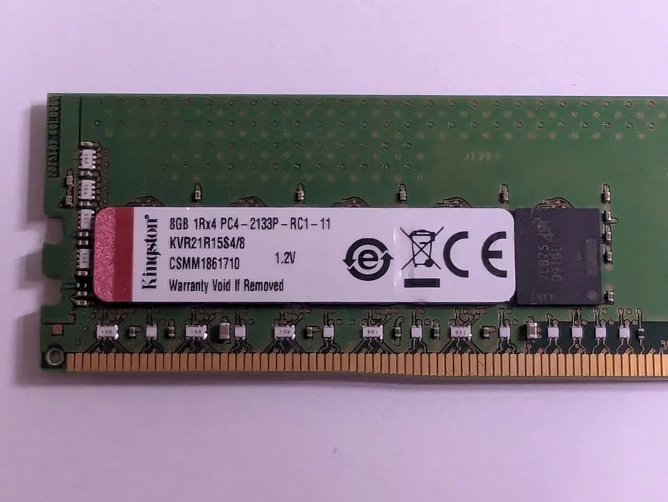 Kingston 64GB (8 x 8GB) 1Rx4 Server RAM PC4-2133P KVR21R15S4/8 lot CSMM1861710 - Image 3 of 3
