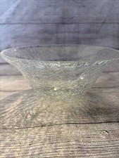 Vintage Clear Crackle Glass Bowl Handblown 8x4? Console Art