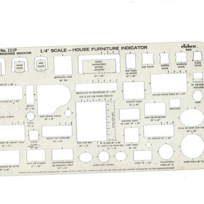 Vtg Pickett House Indicator Stencil TV 111P Architectural Drafting Furniture 7L