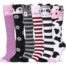 Girls Knee High Socks Kids Long Boot Socks Cozy Fun Animal Warm Cotton Socks
