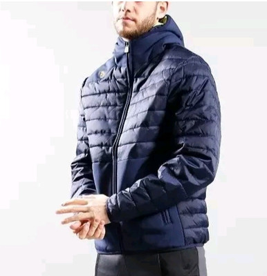 125 MENS DESIGNER LUKE 1977 BUBBLAR QUILTED HOODED JACKET NAVY