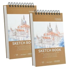 5.5" x 8.5" Sketch Book Top Spiral Bound Sketch Pad 100 Sheets Each 68lb/100g