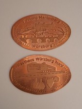 Quetschmünzen Bayern Würzburg Autobahn Raststätte Nord 2 Münzen EX