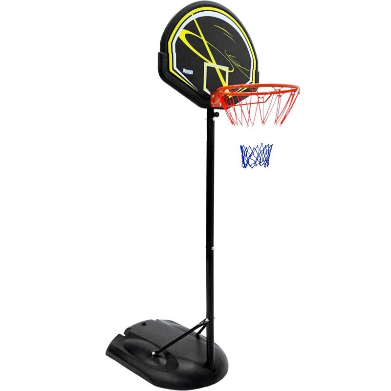 Panier de basket réglable Miami jaune sur roulettes avec socle à lester pour extérieur