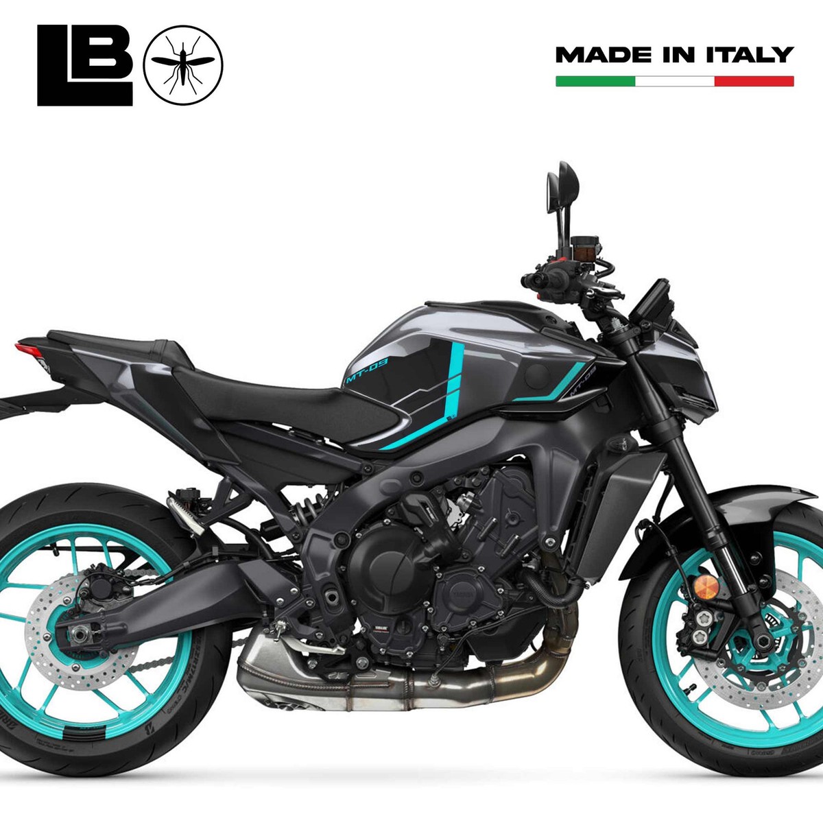 labelbike - Adesivi 3D Moto Battitacco Protezione e Decorazione in Resina compatibile con Yamaha MT-09 2024-2025 Colore Argento