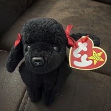 Rare/Retired Gigi 1997-98 Ty Beanie Baby Black Plush French Poodle Mint W Errors