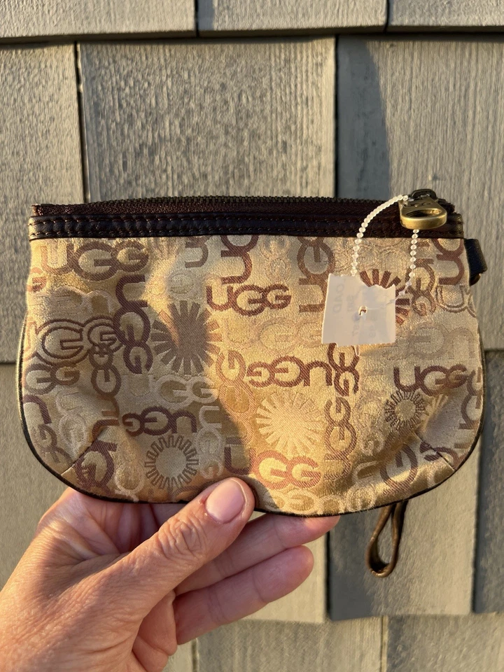 Vintage Y2K UGG Logo Sol Seda Algodón Cuero Pulsera Marrón Tostado Festival Foto 3 de 4