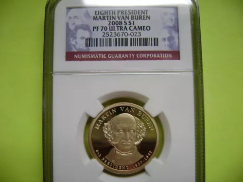 2008-S MARTIN VAN BUREN NGC PF70 ULTRA CAMEO DOLLAR PROOF COIN