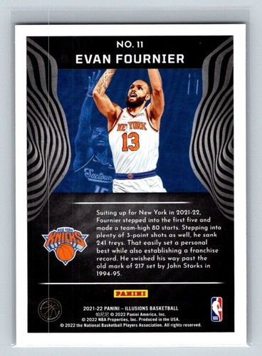 Tarjeta de baloncesto 2021-22 Panini Illusions #11 Evan Fournier New York Knicks - Imagen 2 de 2