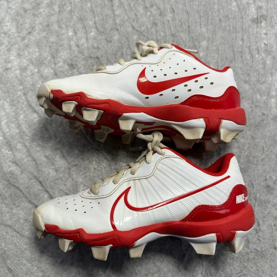 Nike Alpha Huarache 4 Keystone Baseball Cleat White Red DJ6525-103 Boys Size 2Y - Image 2 of 4