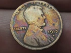 1913 D Lincoln Cent Wheat Penny- Good Details, Toned