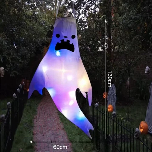 3er Pack 51" Halloween Geist Windsäcke gruselig hängend leuchtender Geist mit LED Lichter - Bild 5 von 14