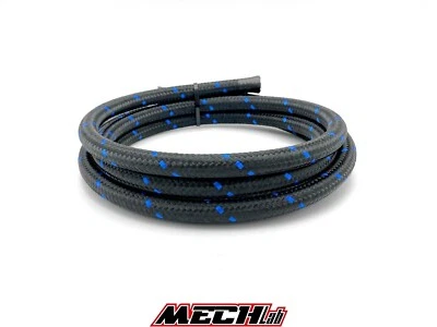 tubo benzina 8mm AN6 anima in PTFE treccia acciaio + nylon blu e nero - Bild 1 von 2