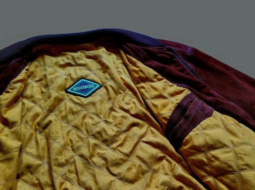 Vintage HUGO Boss Lederjacke 1989 L XL Ziegenleder Velours Dunkelbraun Italy - Bild 9 von 13