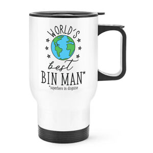 World's Best Bin Man Travel Mug Cup With Handle Funny Joke Favourite Dustman 