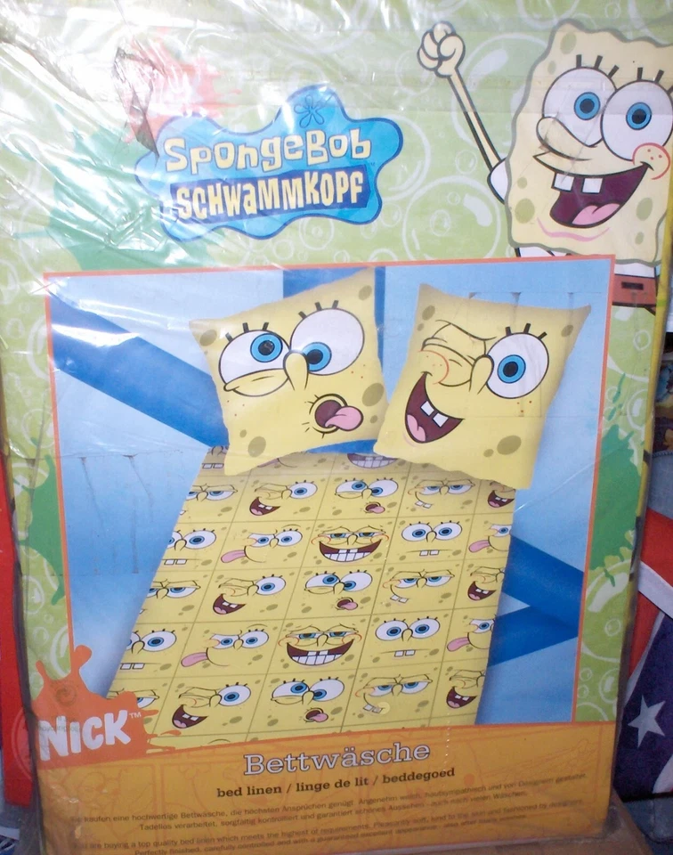 SPONGEBOB/SCHWAMMKOPF  Bettwäsche 135/200+80/80 cm-NEU,OVP,RARITÄT,Lizenzware - Bild 1 von 1