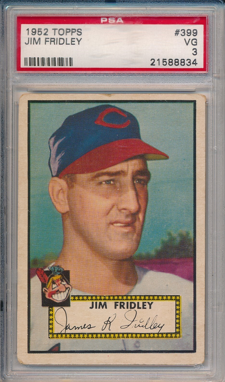1952 TOPPS #399 JIM FRIDLEY - PSA 3 VG (SVSC) HIGH # CENTERED!