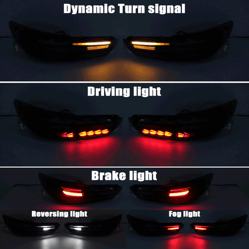 Luces traseras LED dinámicas ahumadas 4 piezas para Mazda 6 2013-2018 luces traseras de freno traseras - Imagen 4 de 11