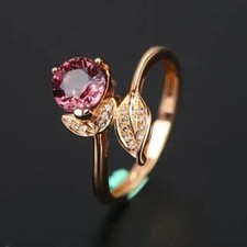 2Ct Round Cut Lab Created Pink Tourmaline Solitaire Ring 14K Rose Gold Plated