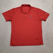 Nike Polo Shirt Mens Large Red Disney Parks Mickey Mouse Golf Dri Fit Adult