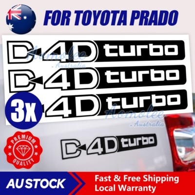 D4D Turbo Black Decal Sticker fits Toyota Prado Diesel Landcruiser Set ...