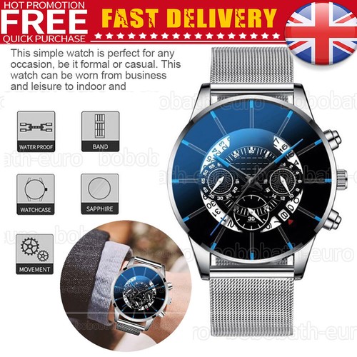 Mens Army Military Wrist Watch Stainless Steel Quartz Date Analog