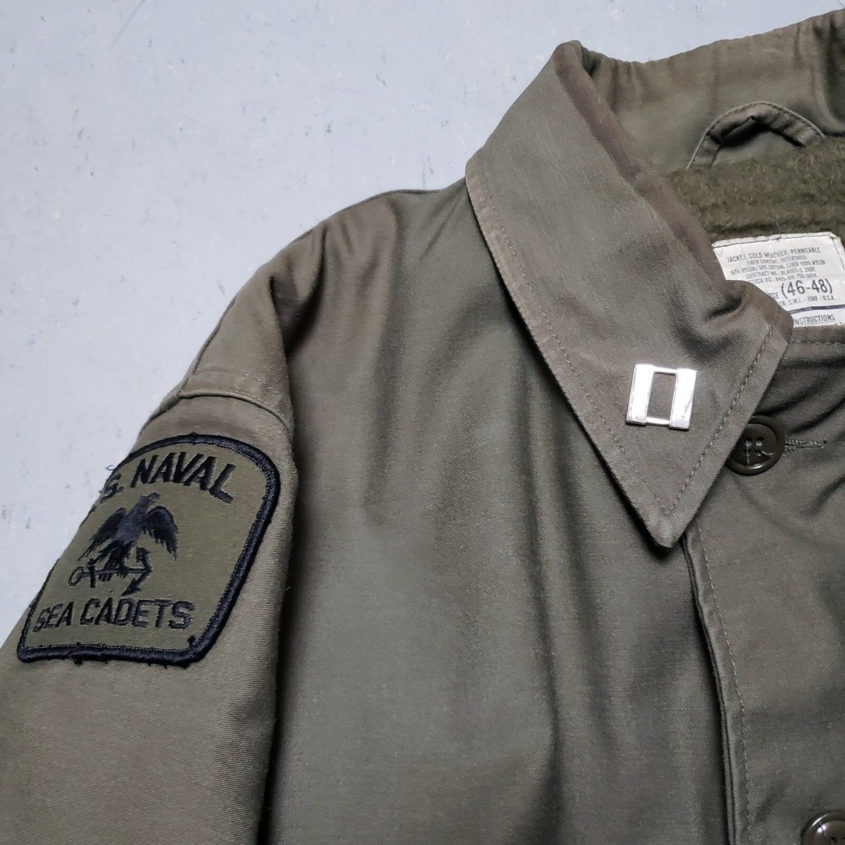 Vtg USN A-2 Deck Jacket w NAVAL SEA CADET Patch US NAVY Field Coat